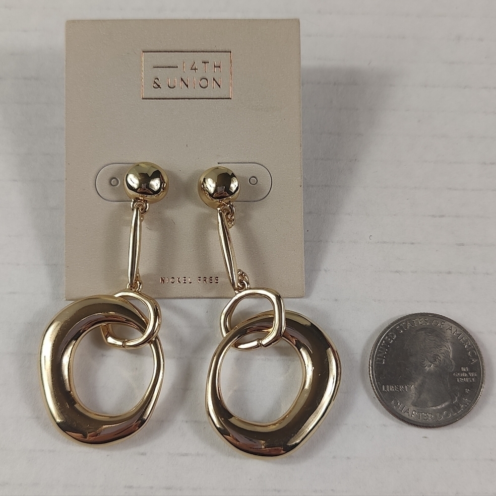 14th & Union Rose Gold Circle Dangle Earrings - Picture 3 of 4